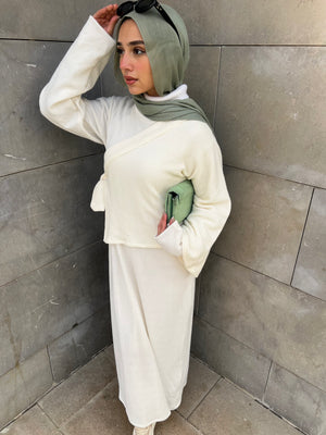 Knitted Basic Dress with poncho Knitted Basic Dress with poncho