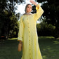 Leyana long-sleeve flowy dress in bright yellow