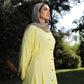 Leyana long-sleeve flowy dress in bright yellow